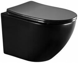 Geberit Akasztókészlet GEBERIT Duofix Basic + WC LENA Perem nélküli 48 x 36 cm + lassan eső deszka Slim, fekete, 3322XX85 + 39100185 (3322XX85 - 39100185)
