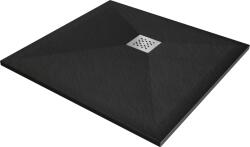 Mexen Stone+, négyzet alakú kád ásványi kompozitból 90 x 90 cm, fekete matt, 44709090 (44709090)