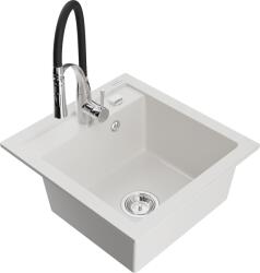 Mexen Vito, 1 kamrás gránit mosogató 490x520x210 mm és Aster mosogató csaptelep, fehér, 6503-20-73450-07 (6503-20-73450-07)