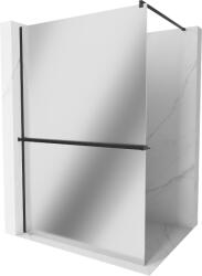 Mexen Kioto +, zuhany paraván polccal és törölközőtartóval 80 x 200 cm, 8mm üvegmintás tükör, fekete profil, 800-080-121-70-50 (800-080-121-70-50)