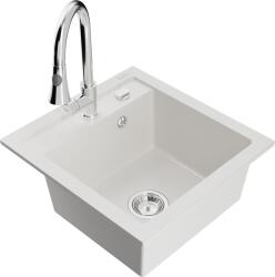 Mexen Vito, 1 kamrás gránit mosogató 490x520x210 mm és Elia mosogató csaptelep, fehér, 6503-20-670101-00 (6503-20-670101-00)