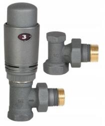 Invena Invena, 1/2 hüvelykes szögű termosztatikus szabályozószelep és elzárószelep, grafit, INV-CD-80-K15-S (INV-CD-80-K15-S)