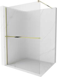 Mexen Kioto, zuhanyparaván polccal és törülközőtartóval 70 x 200 cm, 8 mm-es üveg bordás mintával, arany profil, 800-070-121-50-09 (800-070-121-50-09)
