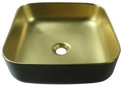 INVENA Malaga, kerámia munkalap mosogató 39x39x14 cm, arany matt-fekete matt, INV-CE-39-017-C (INV-CE-39-017-C)