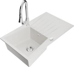 Mexen Cesar, 1 kamrás gránit mosogató 775x470x190 mm és Elia mosogató csaptelep, fehér, 6514-20-670101-00 (6514-20-670101-00)