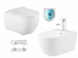 Mexen Carmen Rimless, falra akasztható WC csésze ülőkés + bidé, fehér, 30880400 + 35884900 (30880400-35884900)
