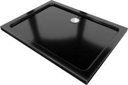 Mexen Lapos, akril zuhanytálca 130x80x5 cm SLIM, fekete, króm szifon, 40708013 (40708013)