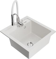 Mexen Vito, 1 kamrás gránit mosogató 520x490x210 mm, Aster mosogató csaptelep, fehér, 6503-20-73450-02 (6503-20-73450-02)