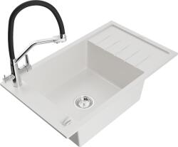 Mexen Elias, 1 kamrás gránit mosogató 795x480x200 mm és Duo mosogató csaptelep, fehér, 6511-20-671701-07 (6511-20-671701-07)