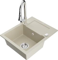 Mexen Enzo, 1 kamrás gránit mosogató 576x465x174 mm és Elia mosogató csaptelep, bézs, 6506-69-670101-00 (6506-69-670101-00)