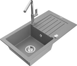 Mexen Pablo, 1 kamrás gránit mosogató 752x436x161 mm és Flora mosogató csaptelep, szürke, 6510-71-670401-00 (6510-71-670401-00)