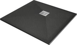 Mexen Stone+, négyzet alakú kád ásványi kompozitból 70 x 70 cm, antracit, 44717070 (44717070)