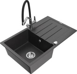 Mexen Bruno, 1 kamrás gránit mosogató 795x495x200 mm és Duo mosogató csaptelep, fekete foltos, 6513-76-671701-07 (6513-76-671701-07)