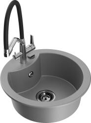 Mexen Diego, 1 kamrás gránit mosogató 488x488x167 mm és Duo mosogató csaptelep, szürke, 6512-71-671701-07-B (6512-71-671701-07-B)