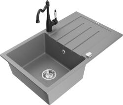 Mexen Bruno, gránit mosogató 795x495x200 mm, 1 kamrás és mosogató csaptelep Carla, szürke, 6513-71-670700-70 (6513-71-670700-70)