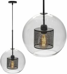 Toolight Szerszámlámpa - tetőtéri üveg függőlámpa APP557-1CP 20cm 1xE27 60W, fekete, OSW-08750 (OSW-08750)