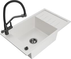 Mexen Elias, 1 kamrás gránit mosogató 795x480x200 mm és Duo mosogató csaptelep, fehér, 6511-20-671701-70-B (6511-20-671701-70-B)