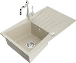 Mexen Cesar, 1 kamrás gránit mosogató 775x470x190 mm és mosogató csaptelep Carla, bézs, 6514-69-670700-00 (6514-69-670700-00)