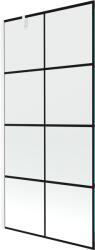 Mexen Next, kádparaván 1 szárny 90 x 150 cm, fix szárny, 6 mm átlátszó üveg fekete mintával, fehér profil, 895-090-000-00-77-20 (895-090-000-00-77-20)