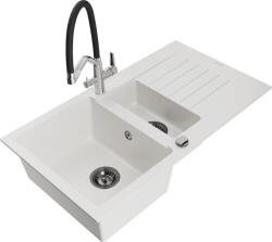 Mexen Matias, 1, 5 kamrás gránit mosogató 900x505x200 mm és Duo mosogató csaptelep, fehér, 6502-20-671701-07-B (6502-20-671701-07-B)