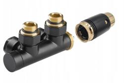 Invena Duoplex, megfordítható szögű termosztatikus szelep fűtőelemekhez 50 mm-es csatlakozással, fekete-arany, INV-CZ-93-015-S (INV-CZ-93-015-S)