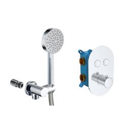 Mereo Mereo, Fürdőszett termosztatikus rejtett gombos csapteleppel - 2 utas + zuhanygarnitúra, MER-CB60106TB5 (MER-CB60106TB5)