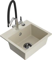 Mexen Milo, gránit mosogató 435x410x171 mm, 1 kamrás és Duo mosogató csaptelep, bézs, 6505-69-671701-07-B (6505-69-671701-07-B)