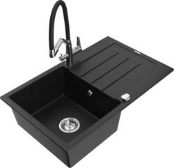 Mexen Bruno, 1 kamrás gránit mosogató 795x495x200 mm és Duo mosogató csaptelep, fekete, 6513-77-671701-07 (6513-77-671701-07)