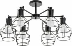 Toolight Szerszámlámpa - Függesztett fém mennyezeti lámpa 6xE27 60W APP735-6C, fekete, OSW-08764 (OSW-08764)
