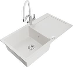 Mexen Leo, 1 kamrás gránit mosogató 900x500x190 mm és Duo mosogató csaptelep, fehér, 6501-20-671701-02 (6501-20-671701-02)