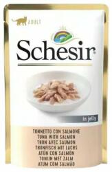 Schesir Jelly Adult Tuna&Salmon 85g Hrana umeda pentru pisici, cu ton si somon in aspic
