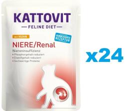 KATTOVIT Feline Diet Niere/Renal hrana umeda dietetica pentru pisici cu afectiuni ale rinichilor, cu pui 24 x 85 g