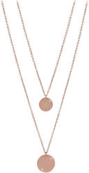 Troli Kettős nyaklánc rózsaszín aranyozott acél körmedállal