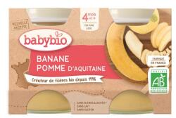 BabyBio Piure de mere si banane Bio, 2 x 130g, BabyBio