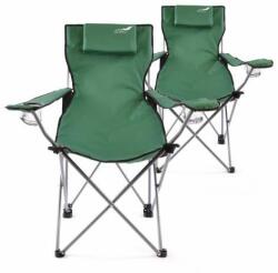 divero Set de 2x scaune de camping pliabile DIVERO cu pernă - verde (ZGC34321_SL2)