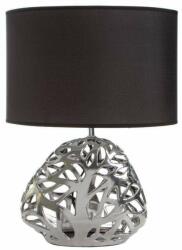 Eurofirany Dakota asztali lámpa matt szövetbúrával Ezüst/fekete 37x19x52 cm (HS387062)