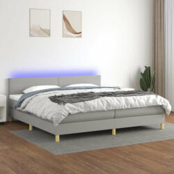 vidaXL világosszürke szövet rugós és LED-es ágy matraccal 200x200 cm (3133581) - pepita