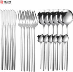 Yusanhao 24 részes ezüst színű rozsdamentes acél evőeszköz készlet (5995206002093)
