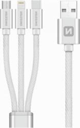 SWISSTEN USB-A apa - USB-C/Lightning/Micro USB-B apa 2.0 Adat és töltő kábel - Fehér (1.2m) (72501102)