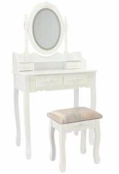Chomik fehér fésülködőasztal LED tükörrel, fiókokkal és székkel, (ART-PHO3992LED)