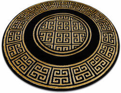  Modern GLOSS szőnyeg kör 6776 86 elegáns, keret, görög fekete / arany kerék 150 cm (AT3794)