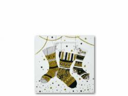 CQ-73 Ajándéktasak karácsonyi zoknik fehér/arany glitteres (CQ-01459-2)