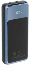 RIVACASE VA1075 hordozható laptop akkumulátor (20000 mAh), QC/PD 45W, LCD, fekete (VA1075)