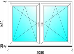  210×150 Tokosztott nyb/nyb műanyag ablak (1978)
