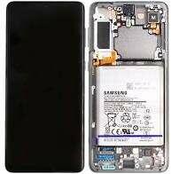 Samsung G996 Galaxy S21 Plus 5G gyári LCD+érintőpanel ezüst kerettel, akkumulátorral