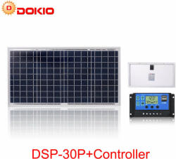 DokioSolar 30W-os Polikristályos napelem tábla + 20A töltésvezérlővel (DSP-30P)
