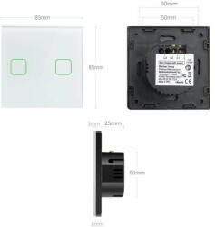 Maclean Energy MCE703W Touch Intelligens vezeték nélküli beltéri kettes villanykapcsoló (MCE703W)