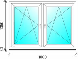  190×140 Tokosztott nyb/nyb műanyag ablak (1972)