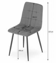 Mercaton Skandináv stílusú szék, Kara, bársony, fém, szürke és fekete, 44 (MCTART-3686_1)