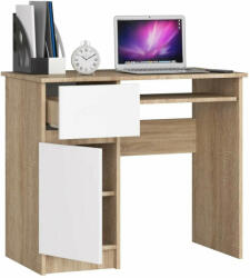 AKORD Íróasztal Akord Furniture 90 cm, sonoma tölgy-fehér (bal) (5907504387949)